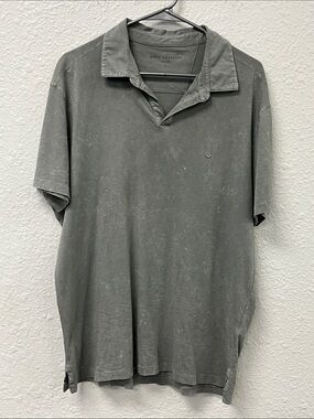 John Varvatos Men's Washed Light Gray Short-Sleeve Polo -#1214
